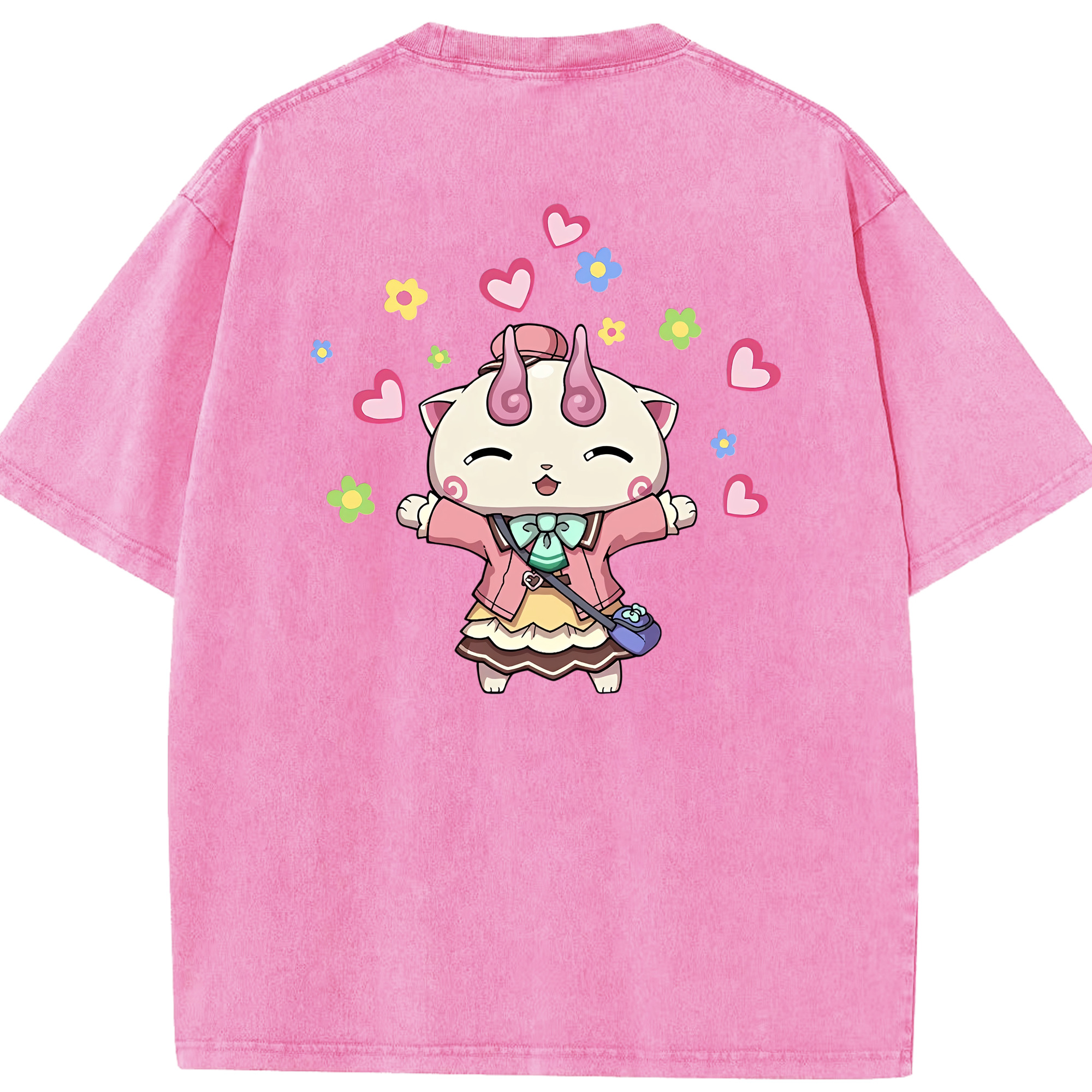（画像用） 妖怪ウォッチ Yo-kai Watch 綿100% ヴィンテージ風 半袖Tシャツ（背面プリント）
